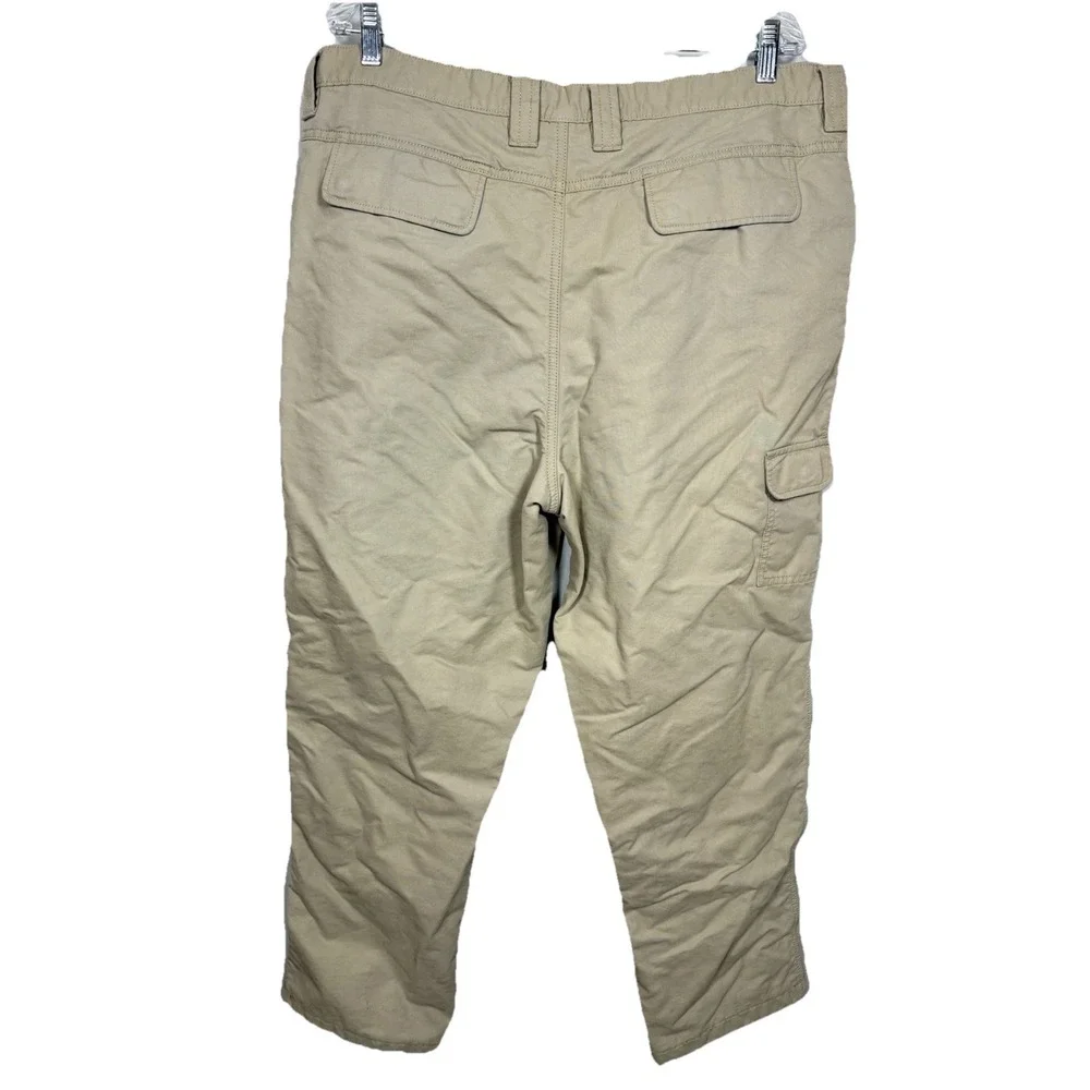 Lands' End Men's‎ Khaki Lined Pants Size 40 Flannel Plaid Winter Cotton